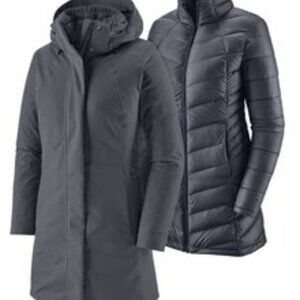 Patagonia Tres 3-in-1 Parka Smolder Blue Women's Small Like New Waterproof Down